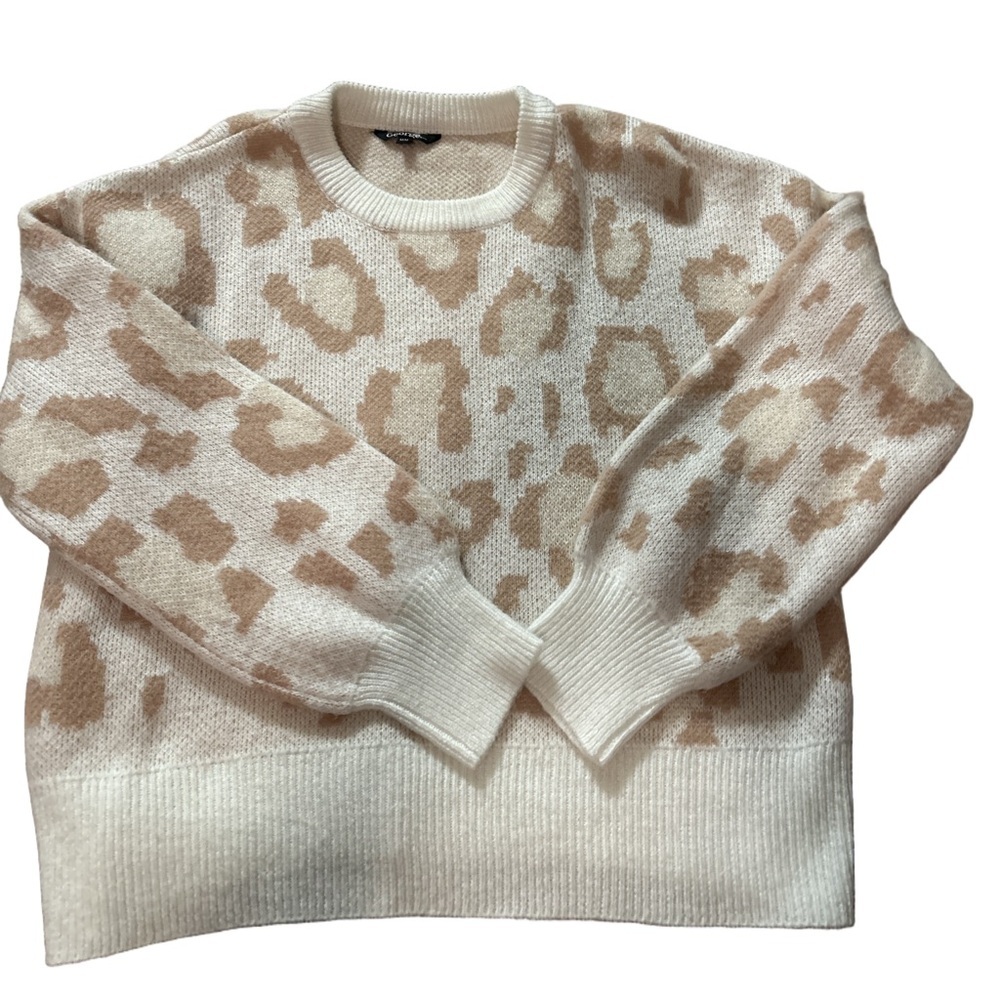 Women's George Cream and Tan Animal Print Sweater Size Medium